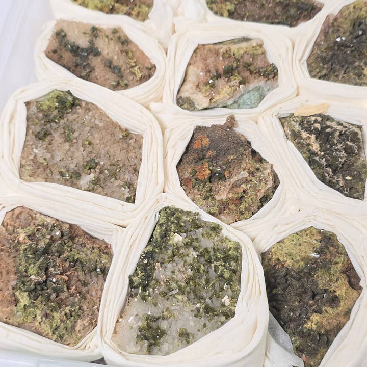 14pc Epidote & Quartz ~ Bulk Mineral Specimens ~ Crystals for wholesale by Aquamarine Daydream Wholesale