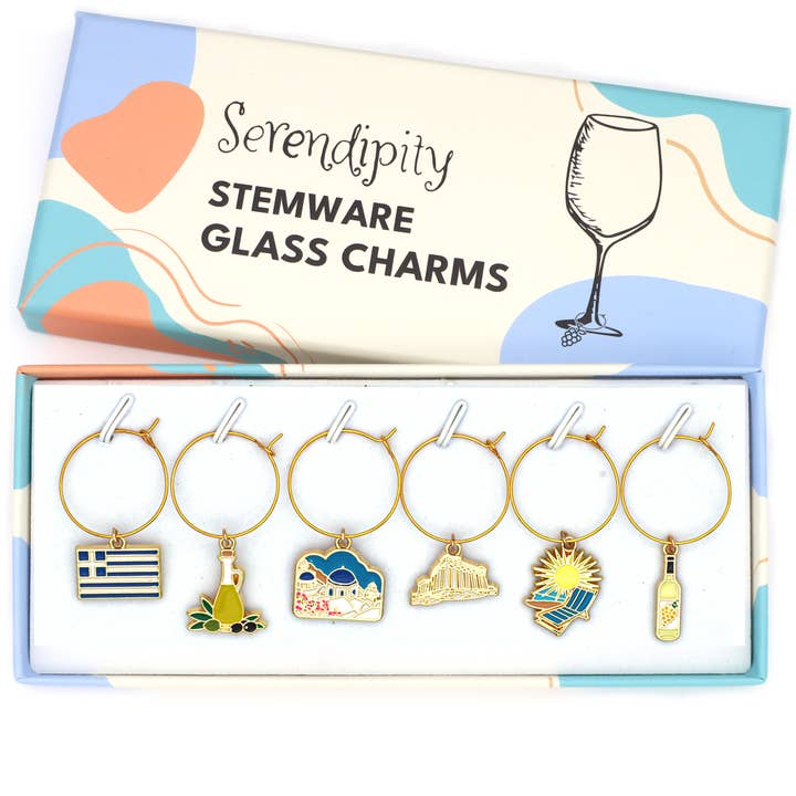 Greek Gifts, Greece Wine Charms for wholesale by Serendipity
