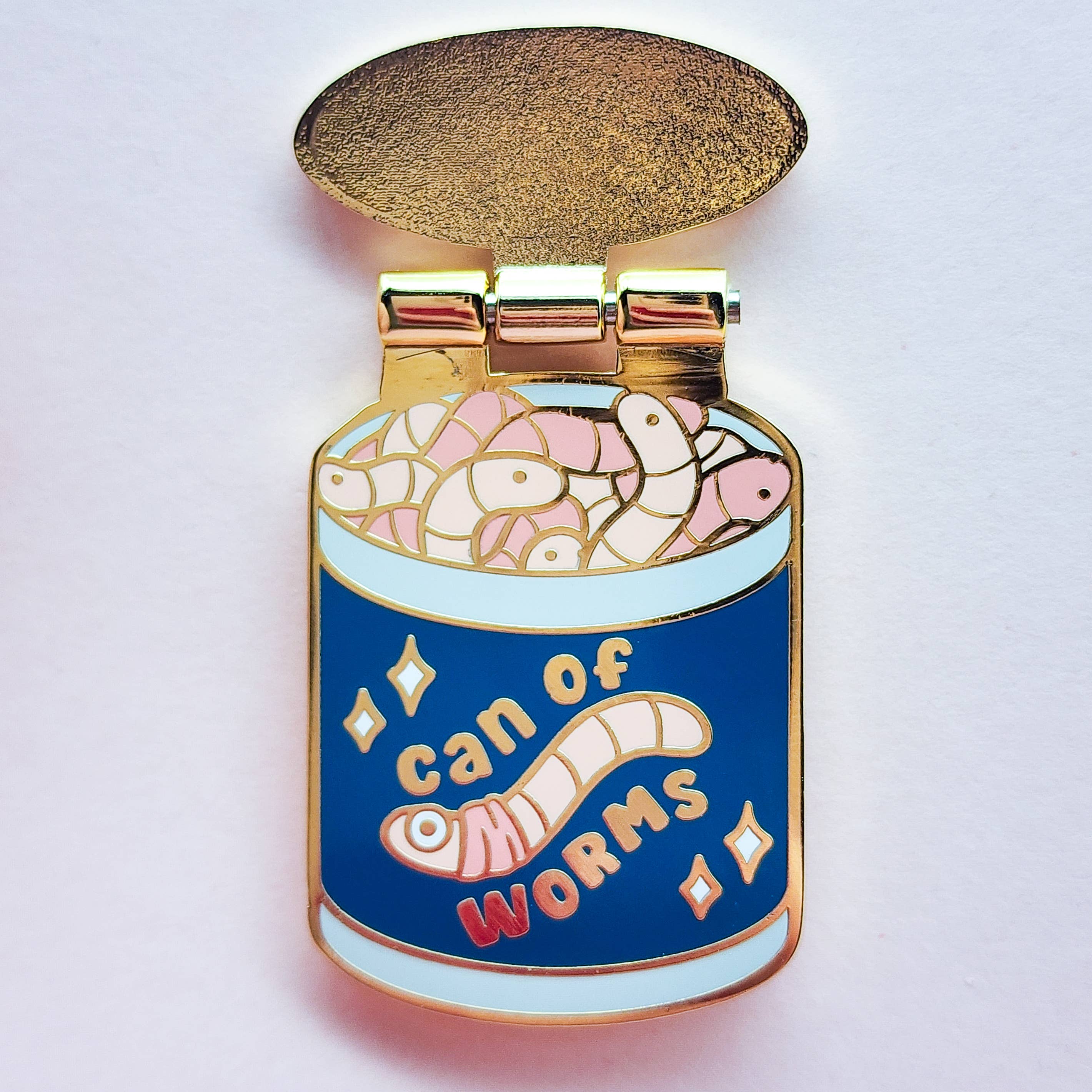 Toku Arts - Wholesale Lapel Pin/Button - Can of Worms Hinged Enamel Pin1