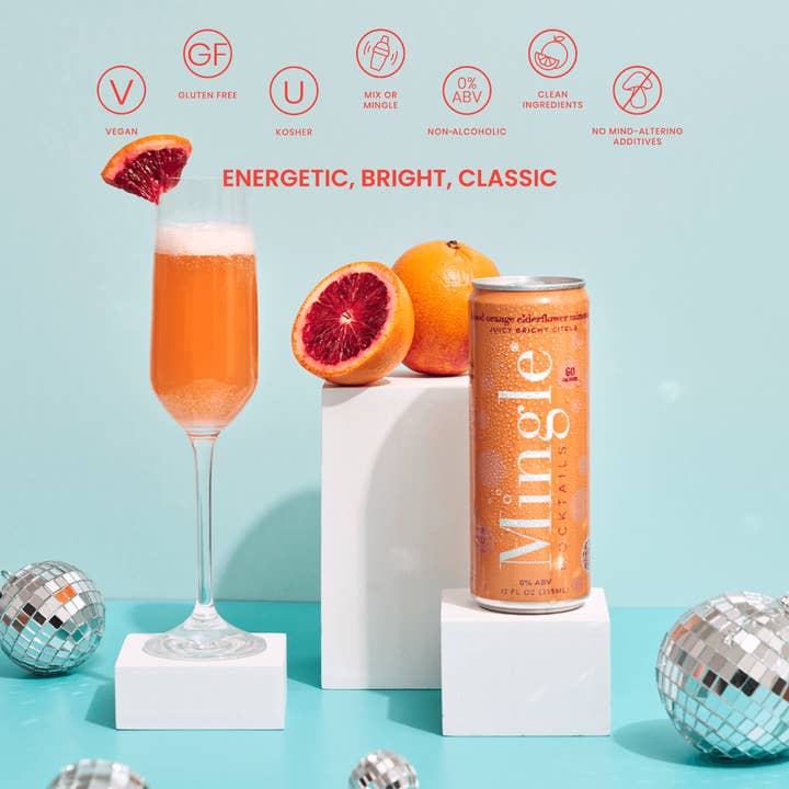 Mingle Mocktails - Wholesale Non-Alcoholic Aperitif/Mocktail - Blood Orange Mimosa 24 Pack (6x 4 12oz Pack Carton)