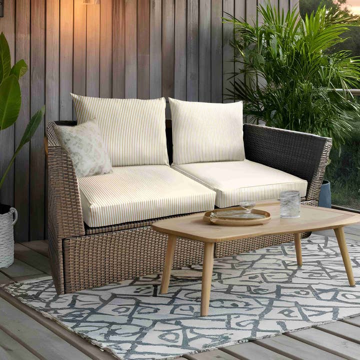 REMOVED BRAND – wholesale Överdrag till stol/soffa – IKEA Beige Stripe Outdoor Slip Cover, Kompatibel med IKEA Arholma Kuddarna5