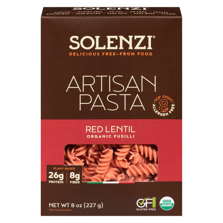 RED LENTIL Pasta Gluten Free Fusilli 227g for wholesale by SOLENZI