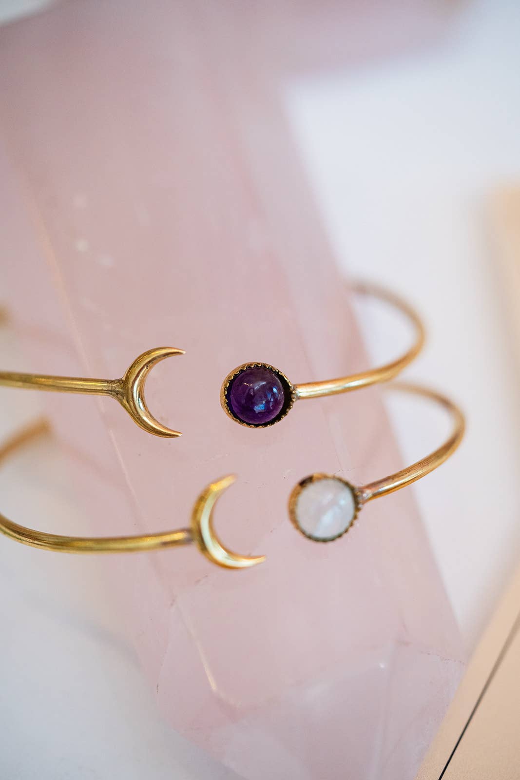 Bella Vita Jewelry - Wholesale Cuff Bracelet - Gemstone Sun and Moon Open Brass Bangle Bracelet11