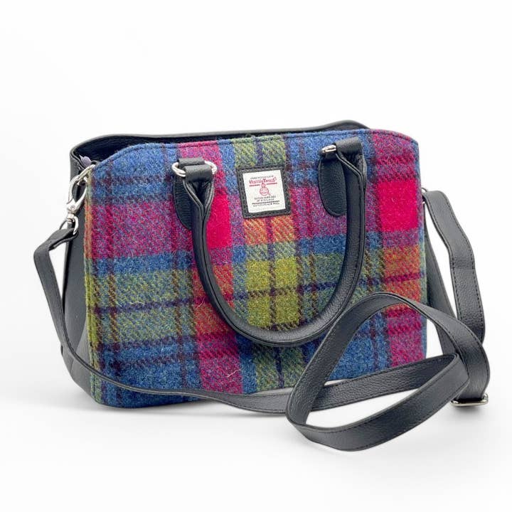 maccessori - Wholesale Top Handle Bag - Women's - Harris Tweed Top Handle Bag Blue Pink Check