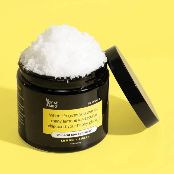 When life gives you lemons mineral sea salt scrub for wholesale by Not Soap, Radio