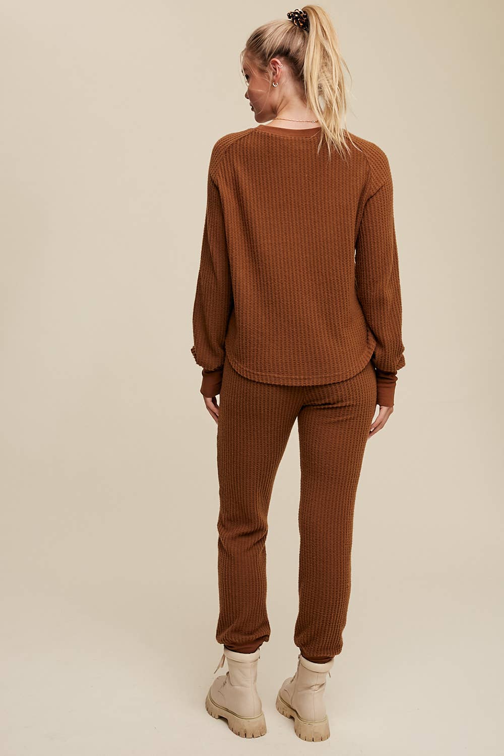 Listicle - Venta al por mayor Conjunto de ropa cómoda - Mujer - Conjunto de descanso de punto waffle LSET09917