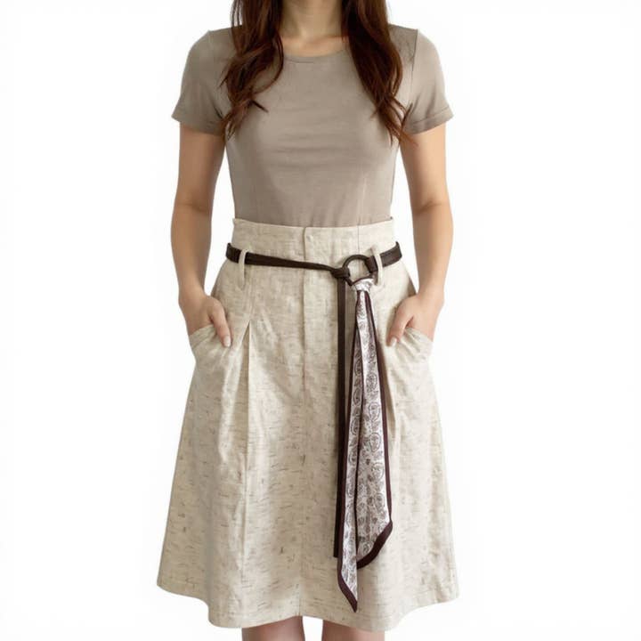 Ceinture en similicuir avec accent foulard imprimé et réglable pour la vente par AK Brand