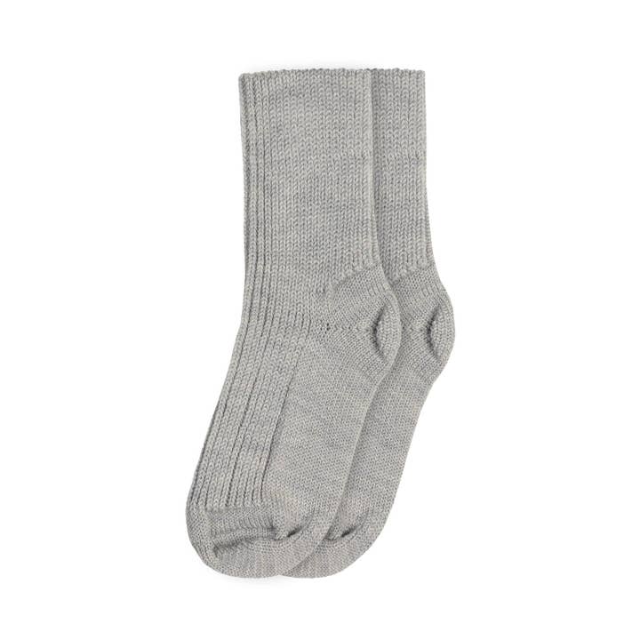 Calcetines de lana gruesa acanalada para niños Menique 95% merino en gris claro para venta al por mayor de Treehouse