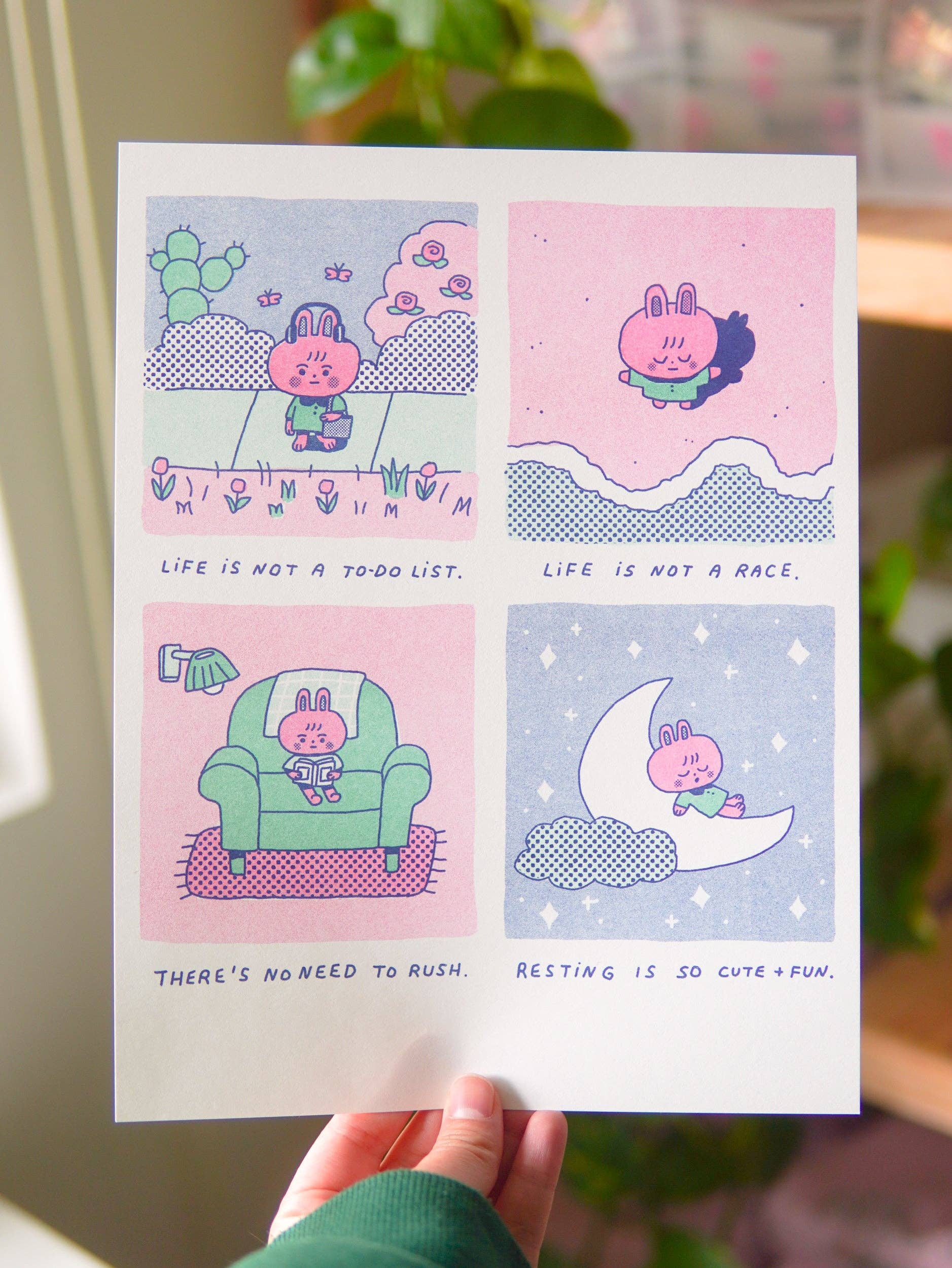 Megan Wang - Wholesale Art Print - Bunny Comic Risograph Print1