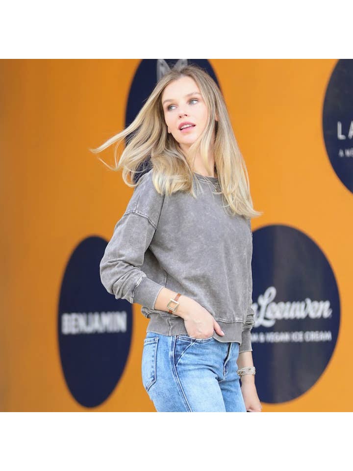 42POPS – Großhandel Sweatshirt – Damen – , French Terry Gewaschene Crop Pullover Kollektion16