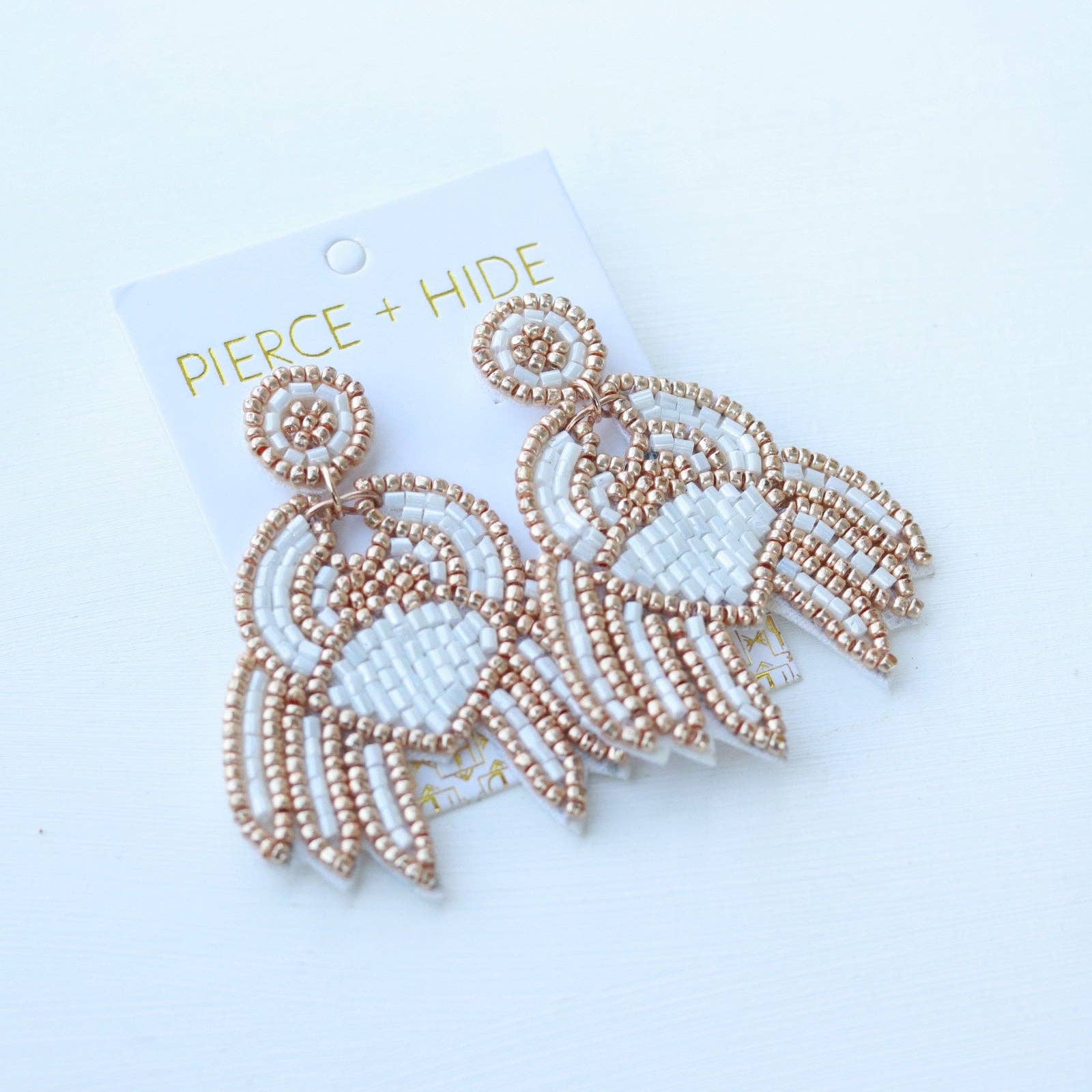 Pierce + Hide - Wholesale Dangle Earrings - Custom Beaded White Crab Earring | Nautical Earrings1