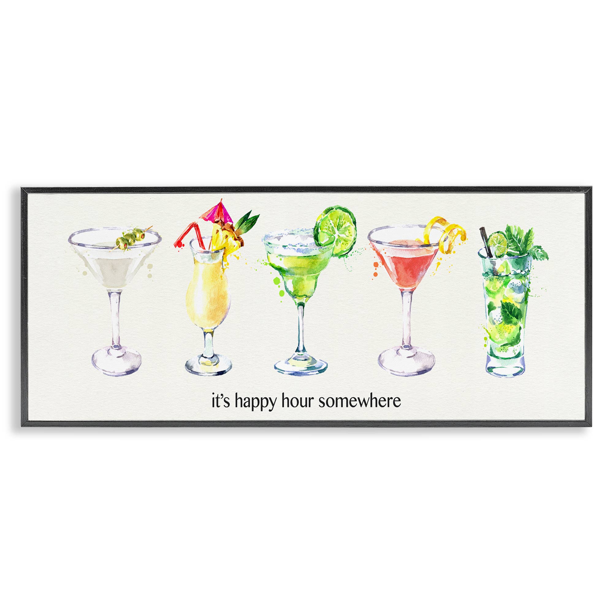 Stupell Industries - Wholesale Wall Sign - Happy Hour Somewhere Cocktails Framed Giclee0