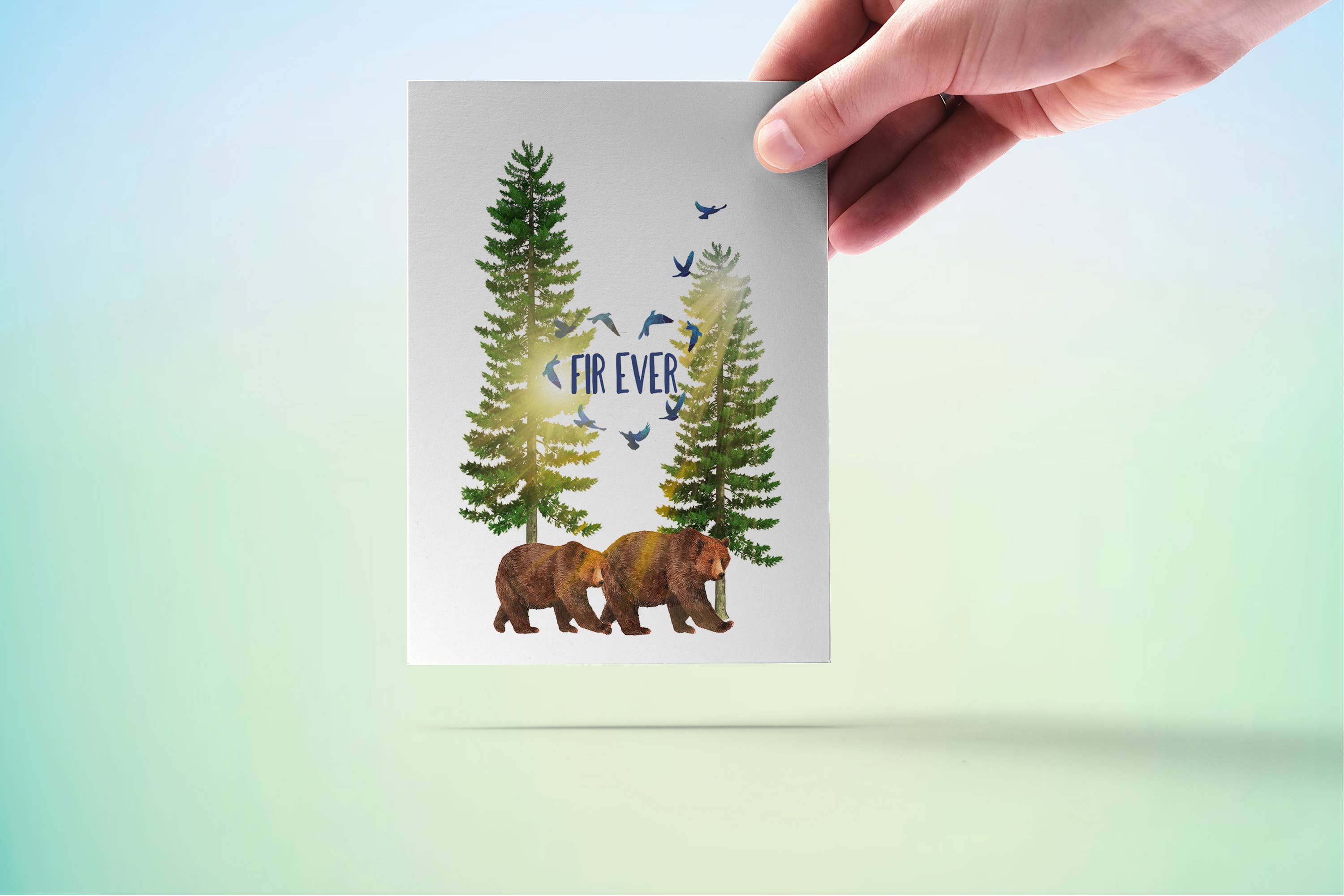 Liyana Studio – postal de aniversário por atacado – Cartão de aniversário do 5º Wood Fir-ever do Bear Couples2