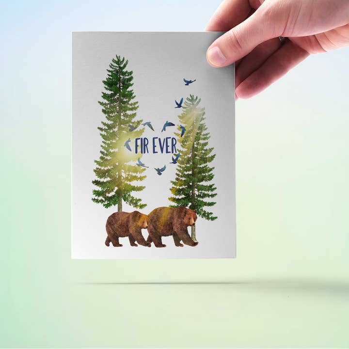 Liyana Studio – postal de aniversário por atacado – Cartão de aniversário do 5º Wood Fir-ever do Bear Couples2