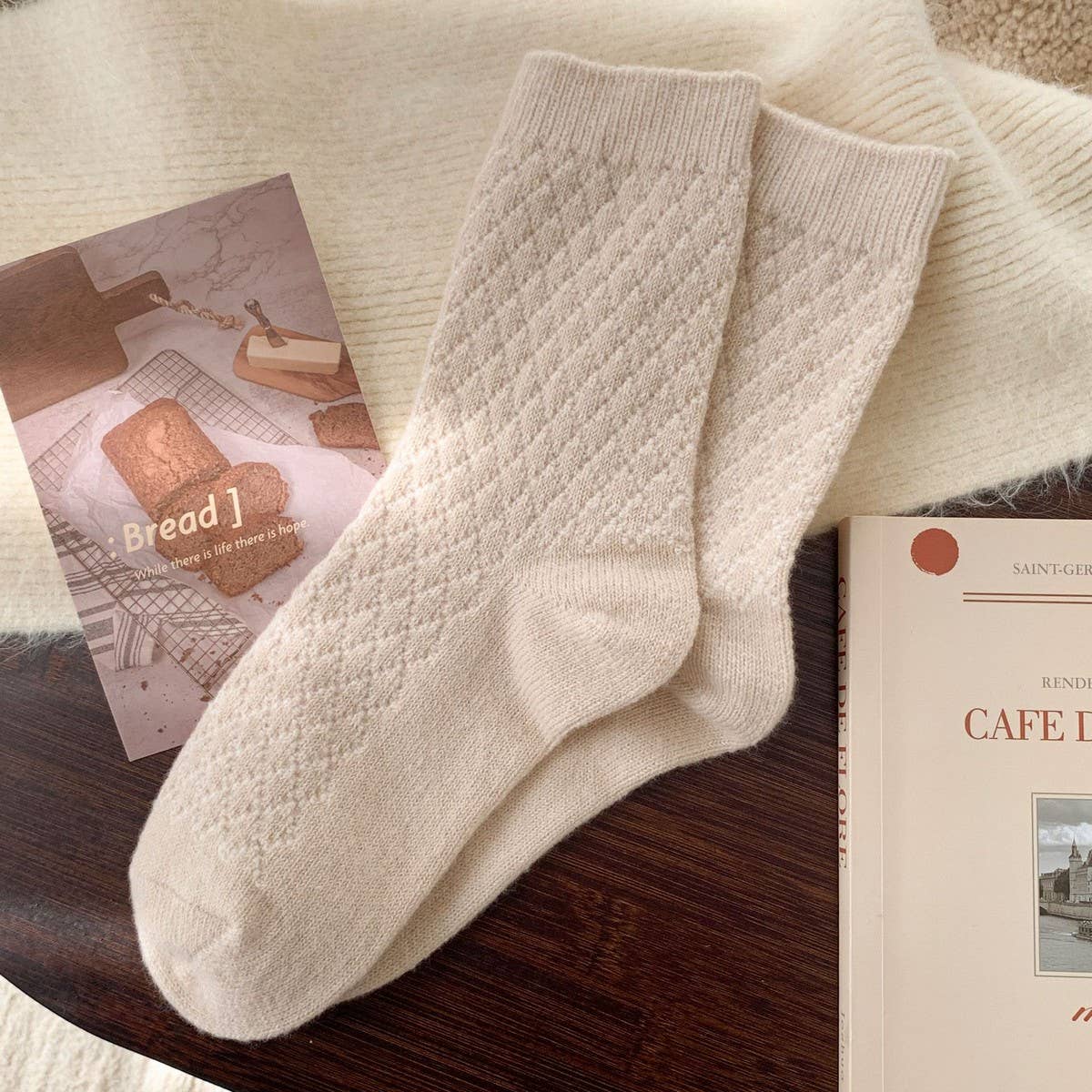 ACCITY - Wholesale Socks - Women's - Plaid Plush Socks Women Winter Thick Warm Cozy_CWMS028685