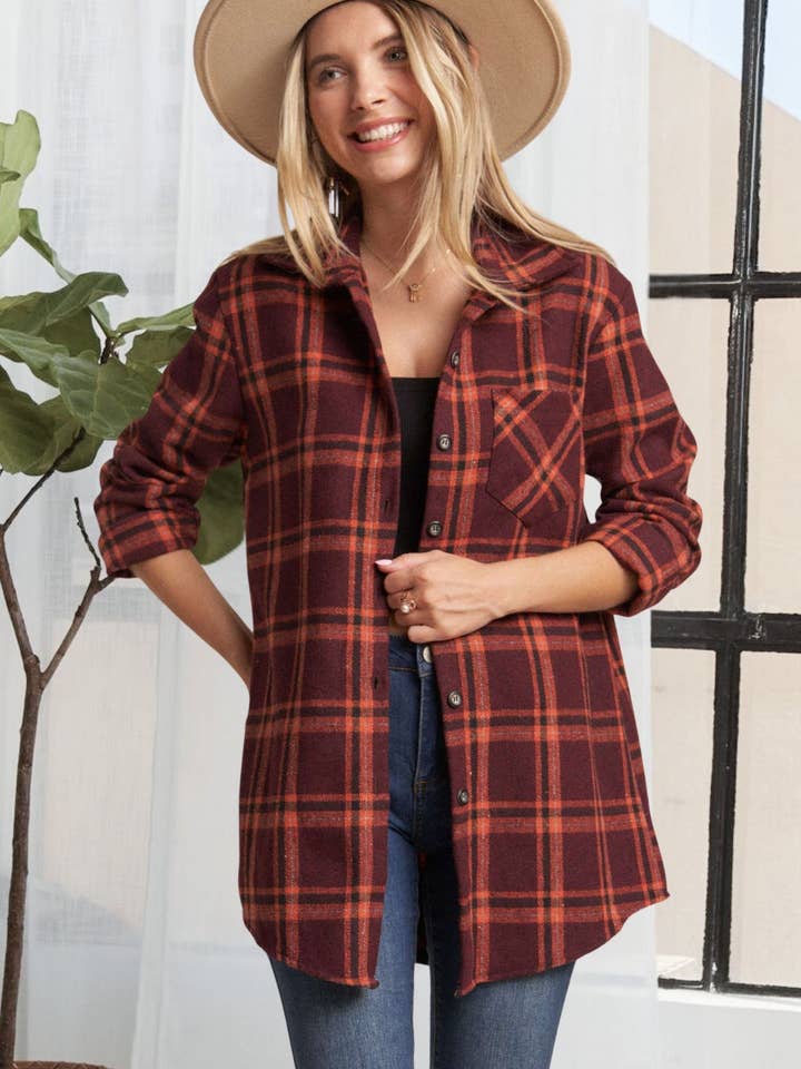 Madelyn - Vente Chemise – femme - LET1810A - CHEMISE BOUTONNÉE EN FLANELLE1