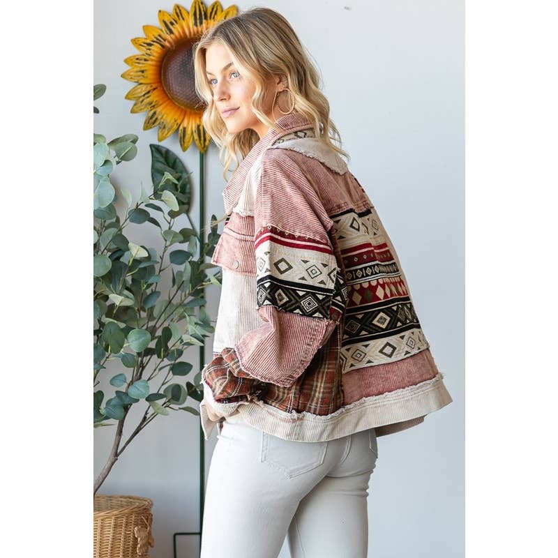 Oli&Hali - Wholesale Jacket - Women's - MINERAL WASHED MIXED MEDIA BUTTON CORDUROY JACKET9