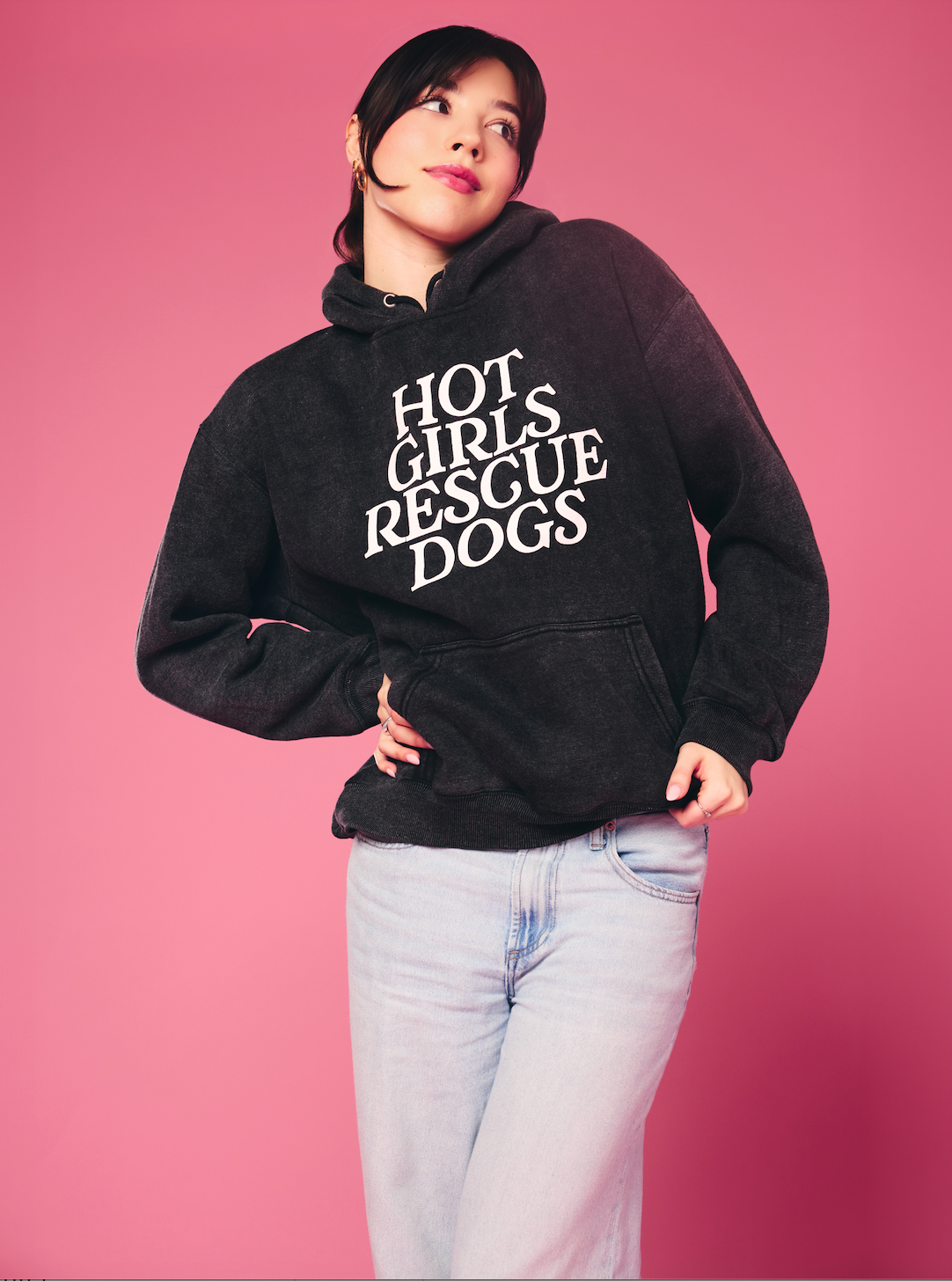 Black Beauty Hot Girls Rescue Dogs Hoodie for wholesale on Faire1