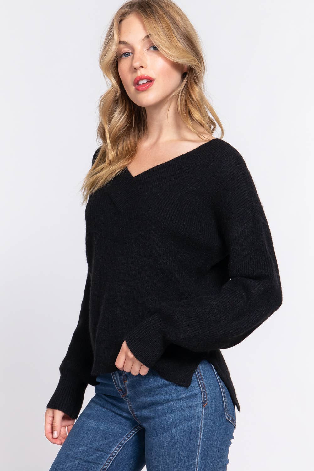 Active Basic | Active USA – Engroshandel Pullover - Dame – Striktrøje med langærmet dobbelthals10
