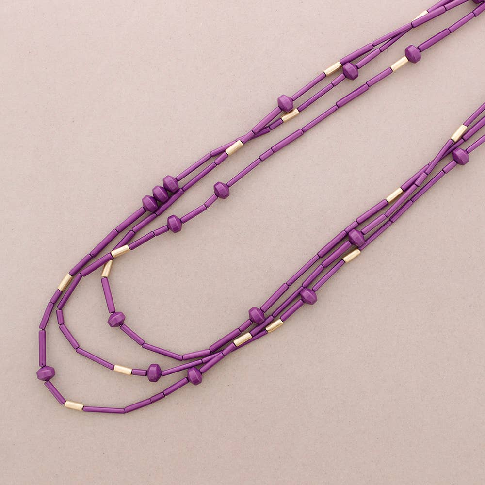 Sonata - Wholesale Kralen/parelketting - Lange halsketting van kunsthars met drie bandjes4