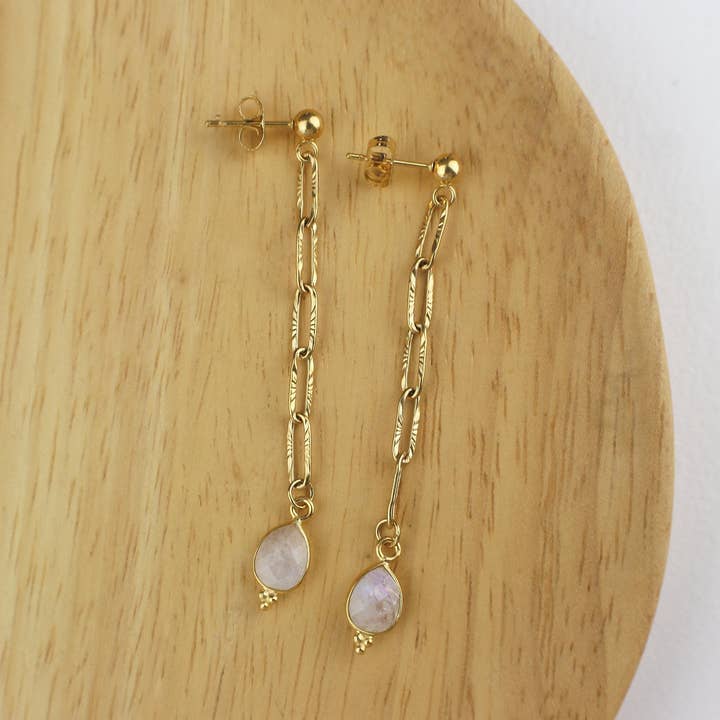 Minalis - Vente Boucles d'oreilles pendantes - Boucles d'oreilles longues pendantes en acier inoxydable or