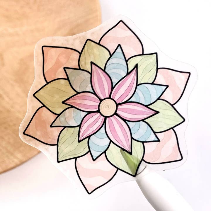 Wunderlicher handgezeichneter halbtransparenter Blumenwasseraufkleber für den Großhandel von Living Vertical Shop