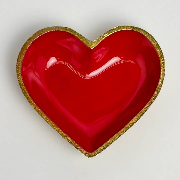 India Handicrafts Inc - Wholesale Decorative tabletop object - Gold Heart Red Enamel Bowl0