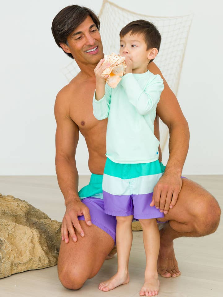 Green Boys Mint Long Sleeve Rash Guard for wholesale on Faire