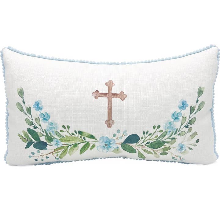 Rachel Brooks Design, LLC - Wholesale Throw/Decorative Pillow - Mint Little Floral Cross Pillow