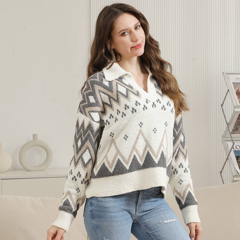 Sensibling Corp. – wholesale Pullovertröja - Dam – Tribal Collar Pullovertröja3