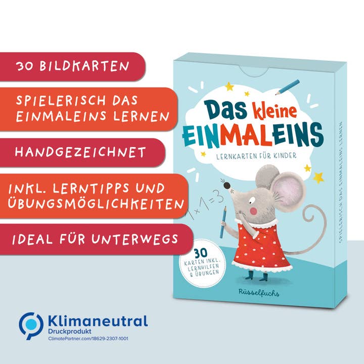 Rüsselfuchs – Großhandel Lernkarten – Kind & Baby – Einmaleinskarten mit Zahlenreihen 1-10 inkl. Lerntipps & Übungen