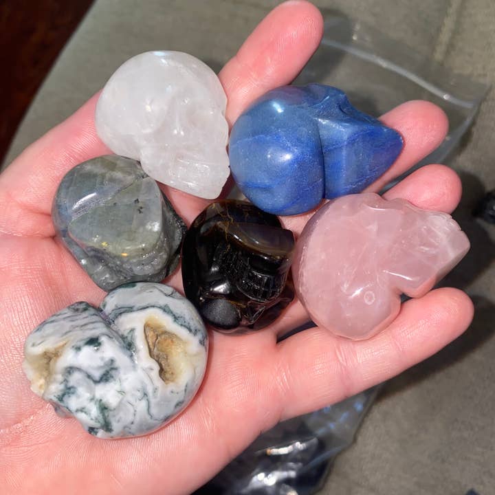 Moon River Designs - Wholesale Spiritual Stone/Crystal - Small Crystal Skulls Mystery Skulls 1.5”2