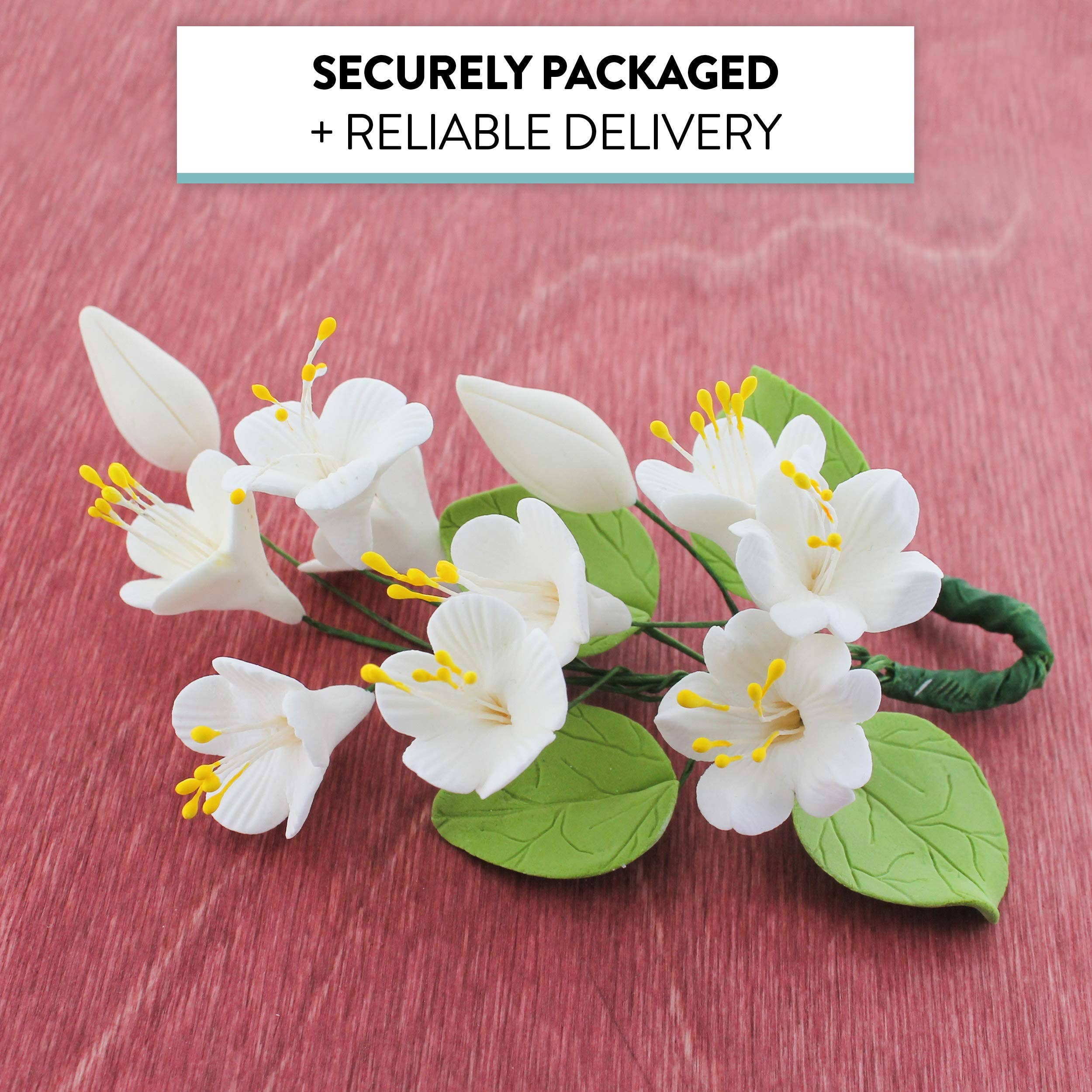 Global Sugar Art - Wholesale Cake/Cupcake Topper - Cherry Blossom Sugar Cake Flower Spray, by Global Sugar Art, White7