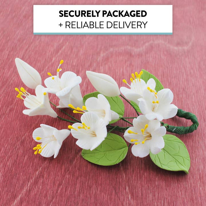 Global Sugar Art - Wholesale Cake/cupcake topper - Cherry Blossom Sugar Cake Flower Spray, by Global Sugar Art, White7