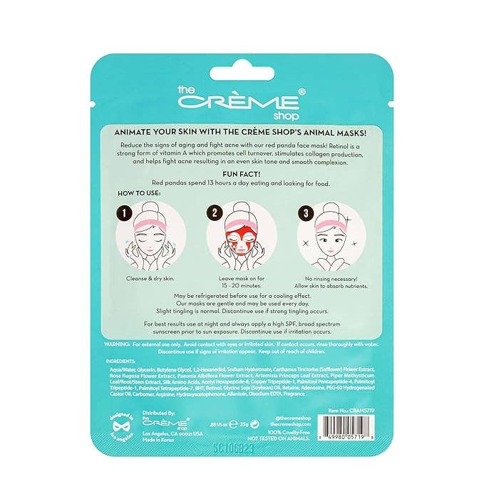 Crover - Wholesale Skincare Face Mask - The Crème Shop Animated Red Panda Retinol Face Mask 1
