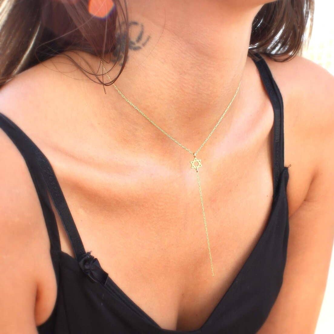 Koch La Ni Jewelry - Wholesale Y-Neck/Lariat Necklace - 18K Gold Plated Star of David Lariat Necklace3