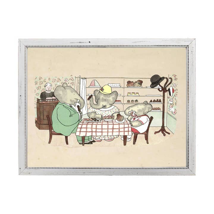 Antique Curiosities Inc - Wholesale Art Print - Historie de Babar Illustration T on cream background