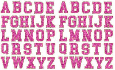Trendy Transfers - Wholesale Sticker - Hot Pink Chenille Glitter Letters Sticker Sheet1