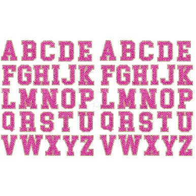 Trendy Transfers - Wholesale Sticker - Hot Pink Chenille Glitter Letters Sticker Sheet1