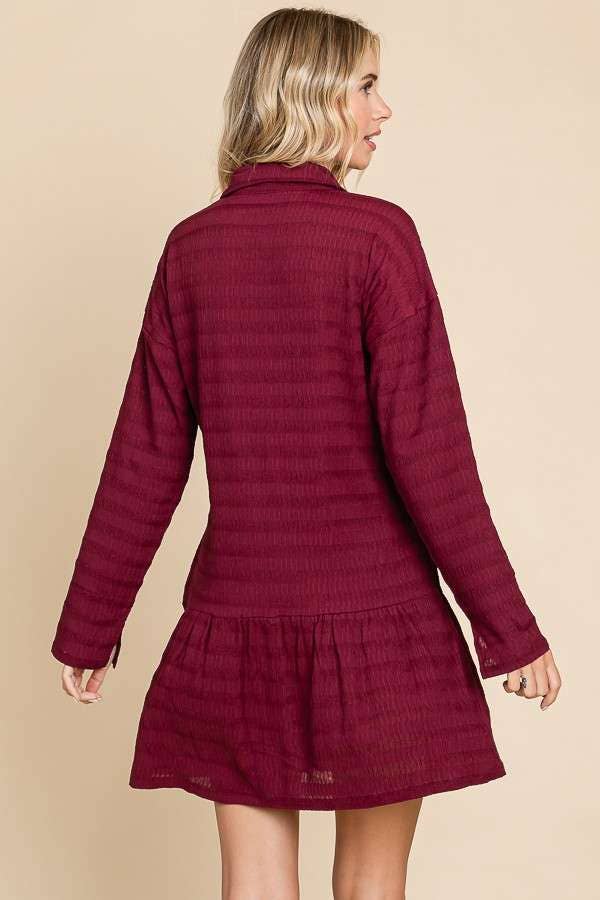 Culture Code - Wholesale Dress - Women's - CJD1880L - LSLV BUTTON DOWN TIERED TUNIC SHIRT19