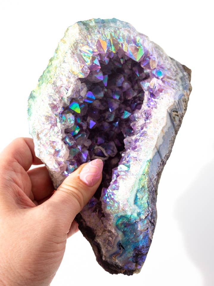 Angel Aura Amethyst Crystal Geode for wholesale by Apothecary Co.