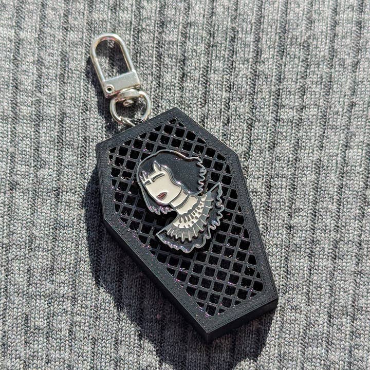 Coffin Pinboard Keychain for wholesale by Petty Party