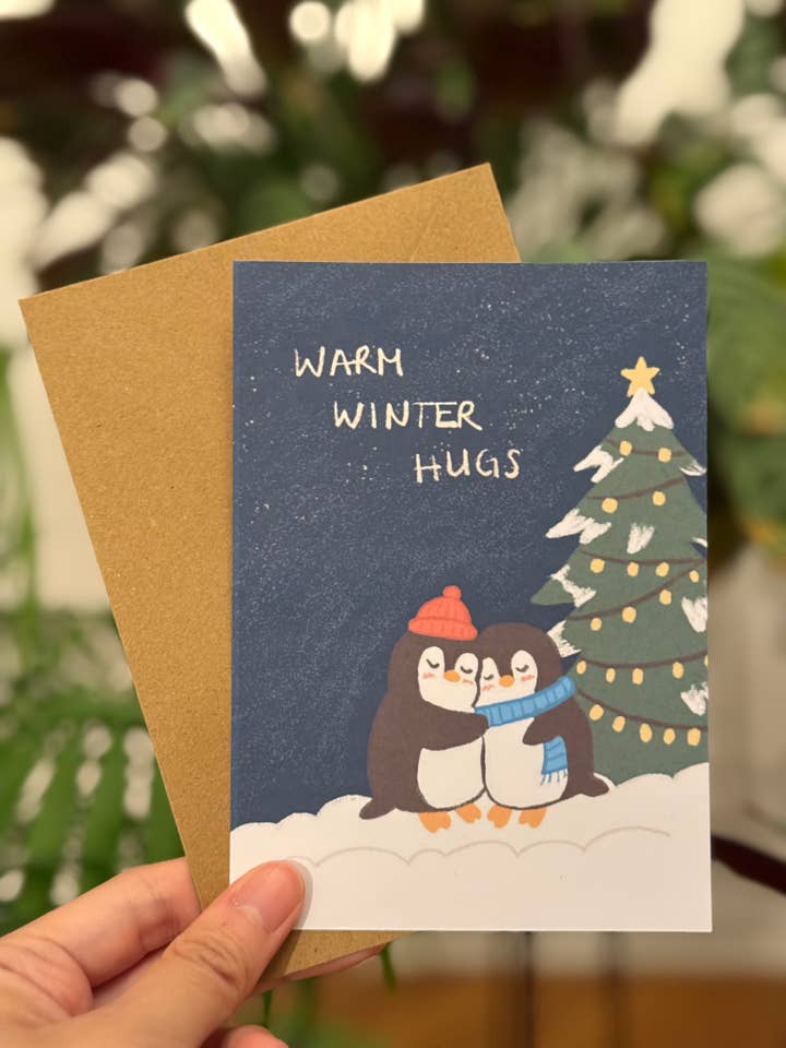 Cartão de Natal com Pinguim e Envelope por atacado de Chumi Studio
