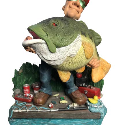 Boutique ArtNika - Wholesale Decorative Figurine - Fisherman figure with big fish - What a bass