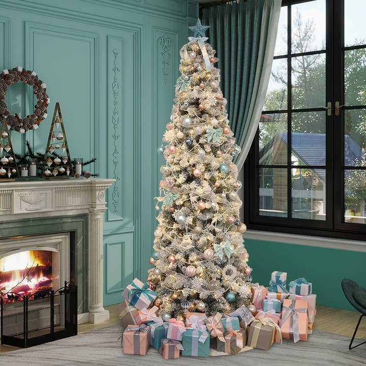 Abble – wholesale Artificial Christmas tree – Pre-Lit Snow Flocked Artificial Pencil Christmas Tree