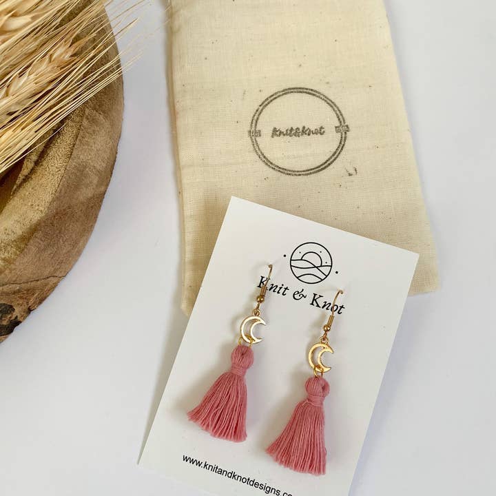 Knit&Knot Designs – Engroshandel Tassel-øreringe – Pink Moon Tassel Øreringe