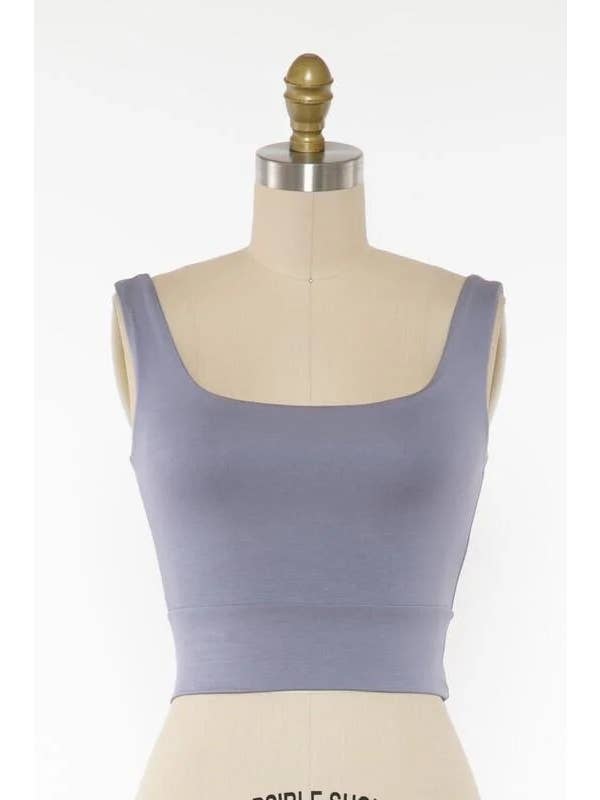 Final Touch - Wholesale Knit Top - Women's - Square Neck Fitted Crop Top - T1685945