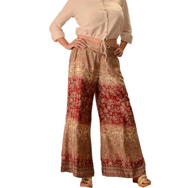 Pantaloni Flare Silky Sari in poliestere per la vendita all'ingrosso da parte di Gypsy Rose