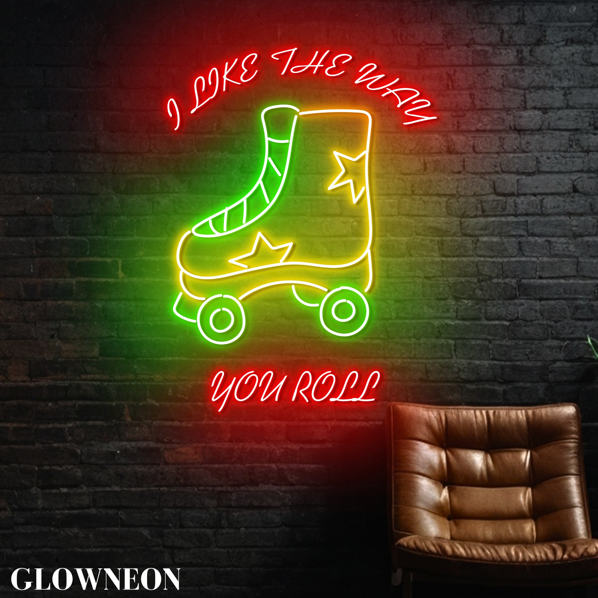 Glow Neon - Wholesale Neon Sign - I Like The Way You Roll Led Light Up, Roller Skater Wall Art1