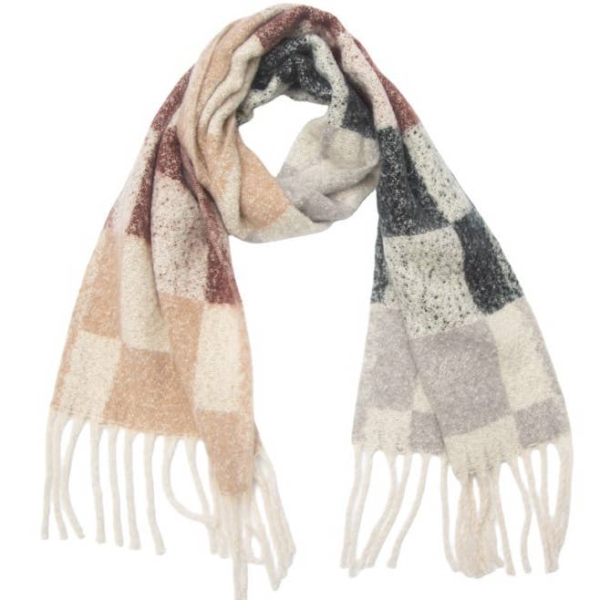 Adorro - Vente Écharpe – femme - Écharpe douce et épaisse à carreaux multicolores en polaire avec franges (6 couleurs)3